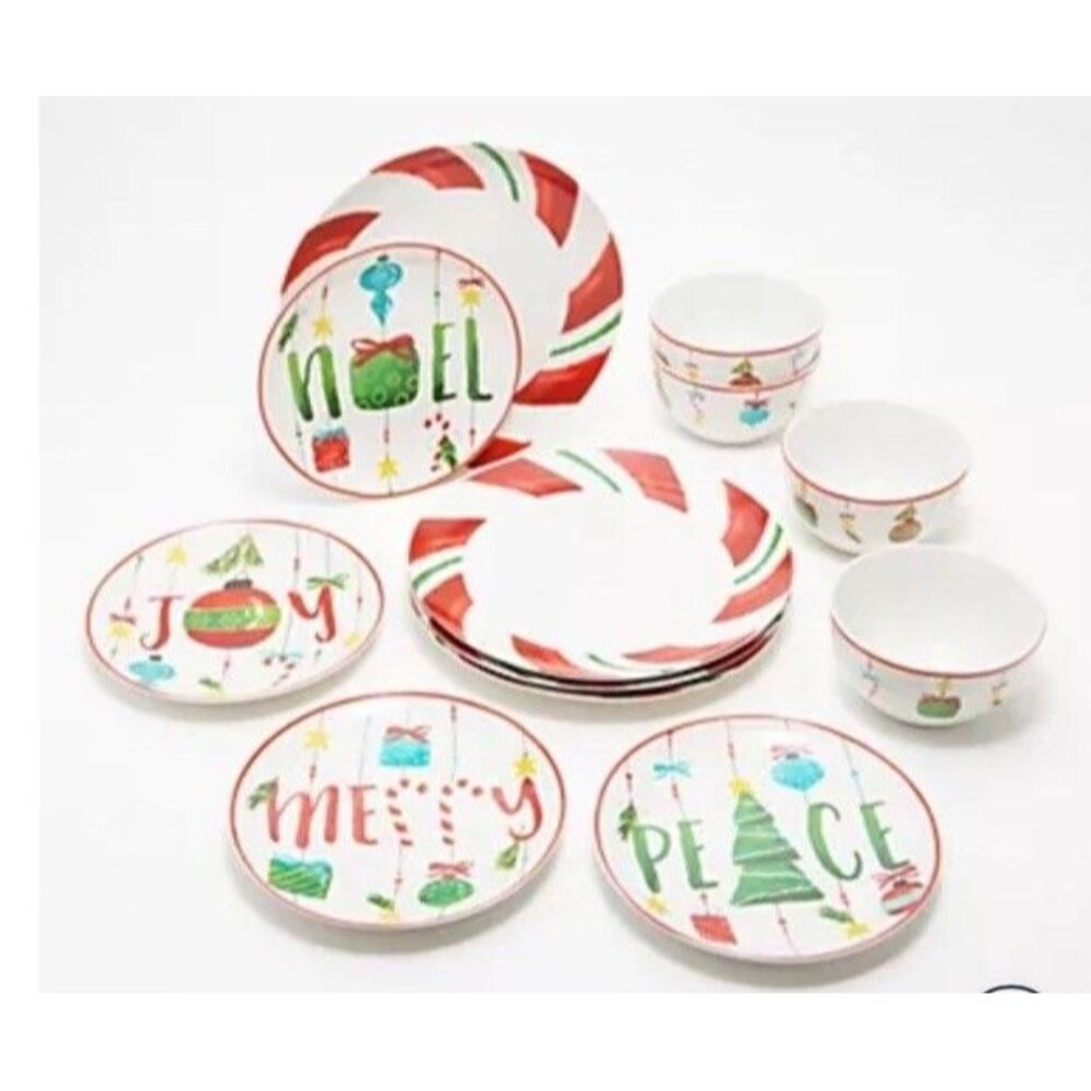 American Atelier 12-Piece Seasonal Dinnerware Set - Peppermint